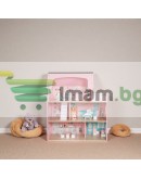 Дървена къщичка за кукли LED осветление и аксесоари